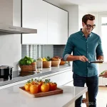 Home 20 세계 요리 기술 통합을 위한 가이드 - **Prompt:** A bustling, sunlit modern German kitchen where a young family of three enjoys cooking to...
